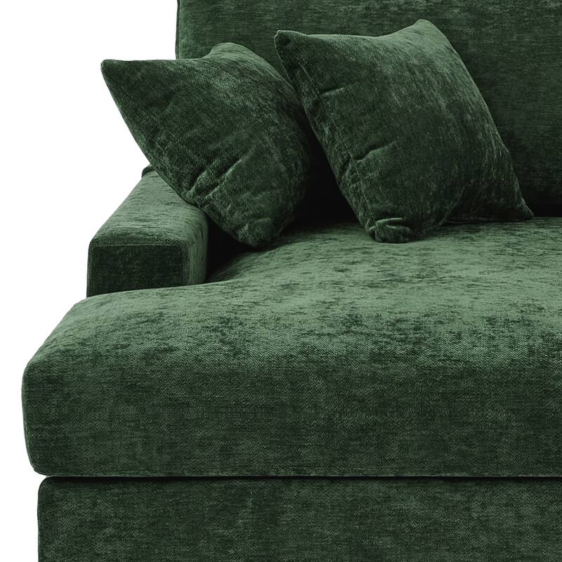 Oversized Chenille Modular Chaise Lounge With Deep Seat