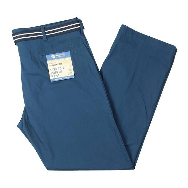 Shop Haggar Mens Poplin Casual Pants Straight Fit Flex Waist