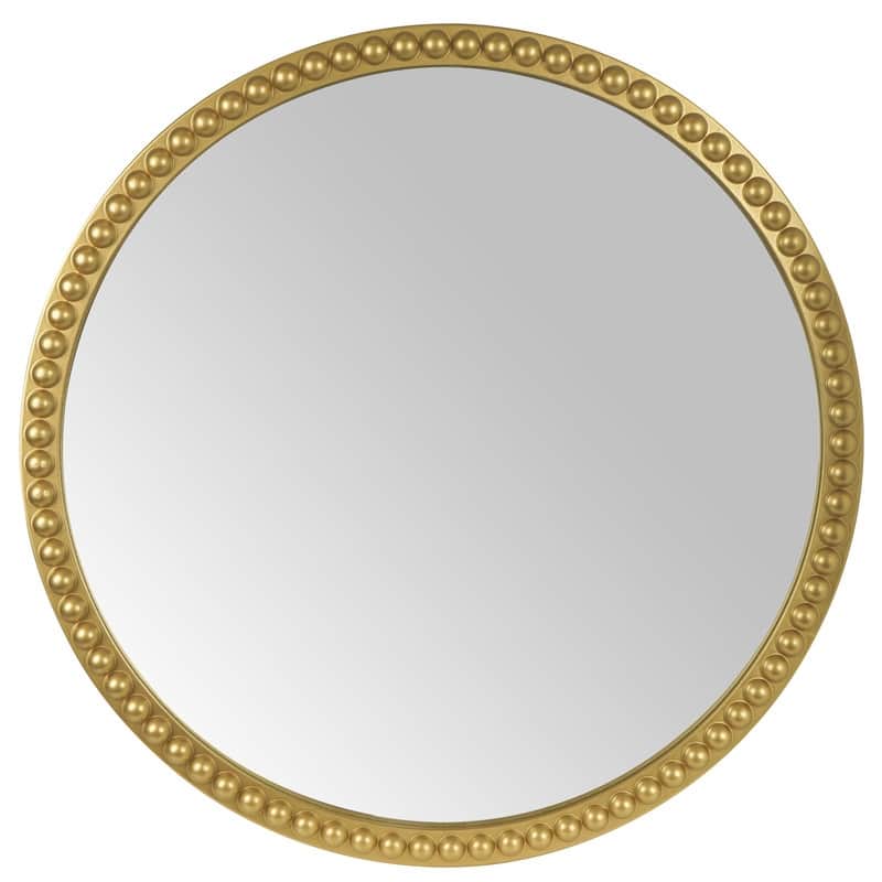 Orbit Round Beaded Wood Frame Farmhouse Style Wall Mirror On Sale