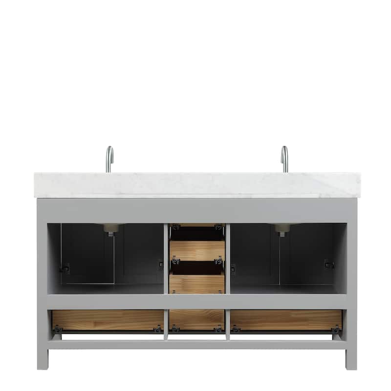 Blossom Geneva 60 Inch Double Bathroom Vanity with Marble Top & Sinks