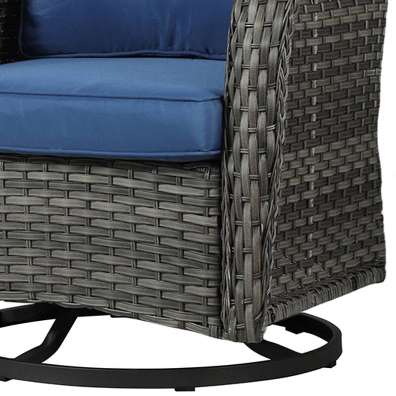 3 Pieces Patio Bistro Set Outdoor Swivel Rocking Chair with Side Table