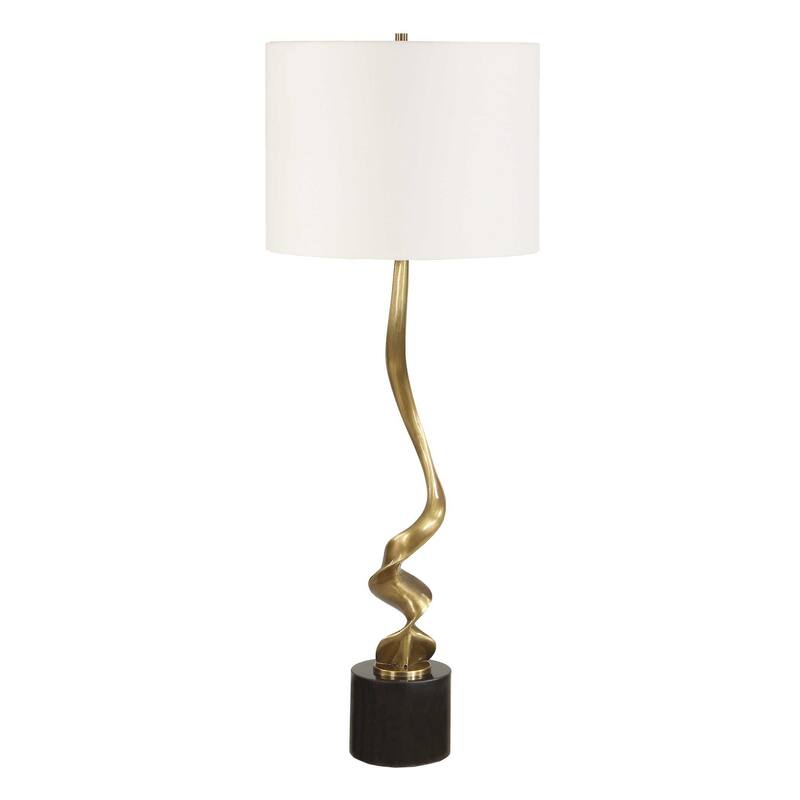 Uttermost Spiraling Cordless Brass Buffet Lamp - 13.00" W x 35.00" H x 13.00" D