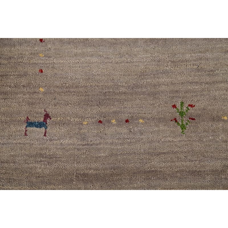 Tribal Gabbeh Indian Accent Rug Hand-Knotted Oriental Wool Carpet - 2'7"x 4'9"