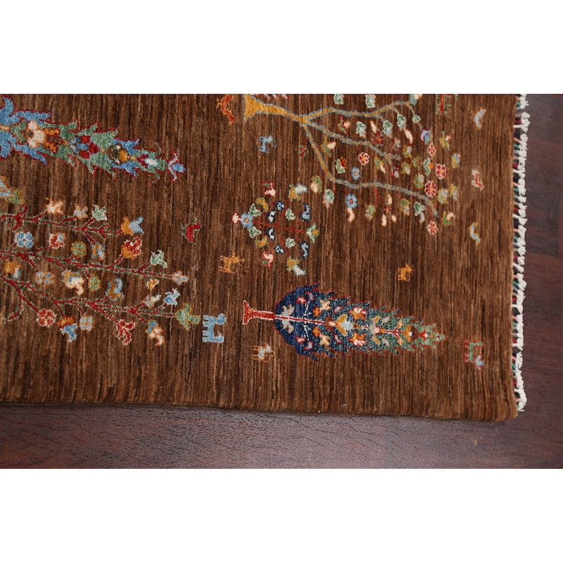 Floral Vegetable Dye Kazak Oriental Area Rug Hand-knotted Wool Carpet - 4'11" x 6'5"