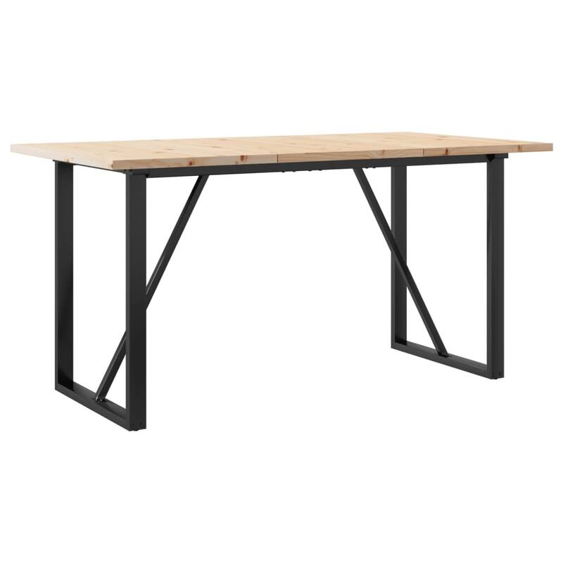 vidaXL Dining Table O-Frame Side Accent Coffee Table Solid Wood Pine and Steel