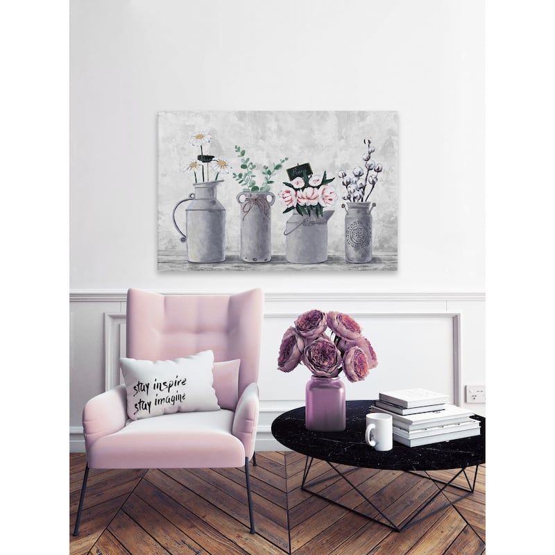 'Set of Flowers' Painting Print on Wrapped Canvas