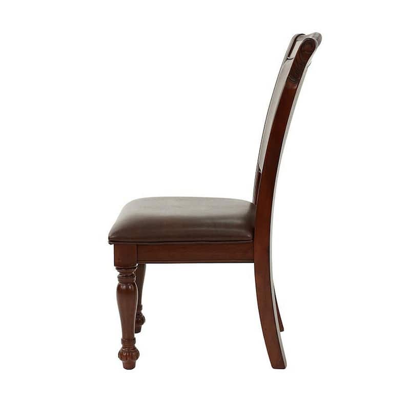 Set of 2 Rubber Wood Traditional Dining Chair, Dark Brown and Black