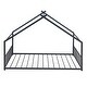 preview thumbnail 3 of 9, Black Full Size Metal House Bed with Roof, Fence, and Back for Kids