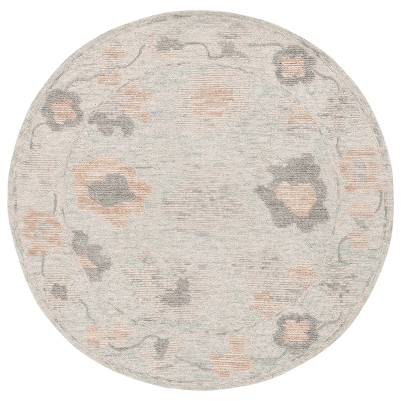 SAFAVIEH Handmade Abstract Fabiana Wool Rug - 6' Round - Beige/Grey