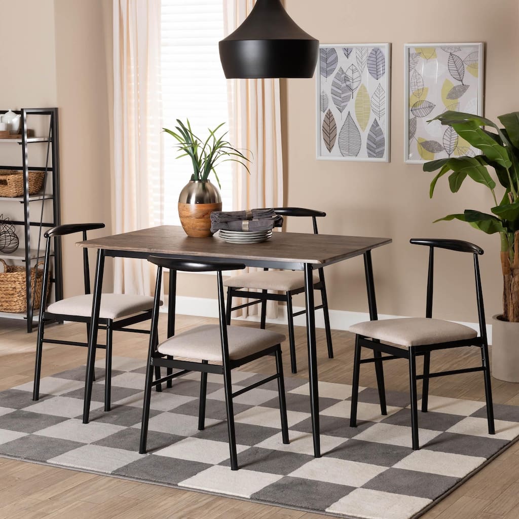 Arnold Modern Industrial Fabric and Metal 5-Piece Dining Set