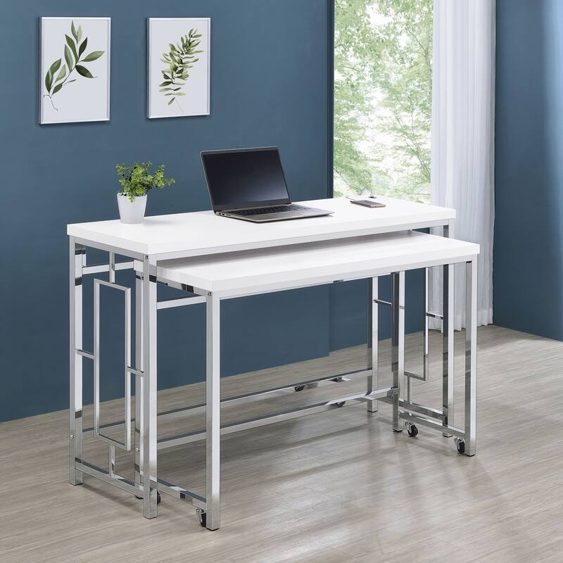 Laguna White 4-piece Counter Height Table with Pot Rack