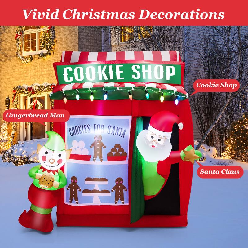Gymax 6.3FT Self Inflatable Santa Claus Cookie Shop Christmas - See Details