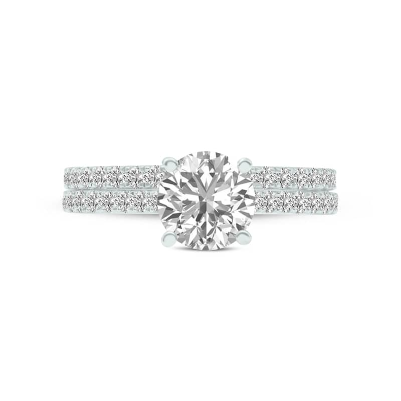 Marquee 3.30 CTW Center Round Cut Lab Grown Diamond Engagement Ring Set in 14Karat White Gold