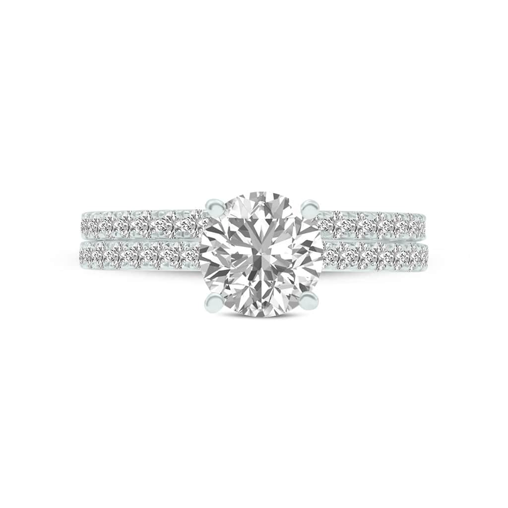 Marquee 3.30 CTW Center Round Cut Lab Grown Diamond Engagement Ring Set in 14Karat White Gold