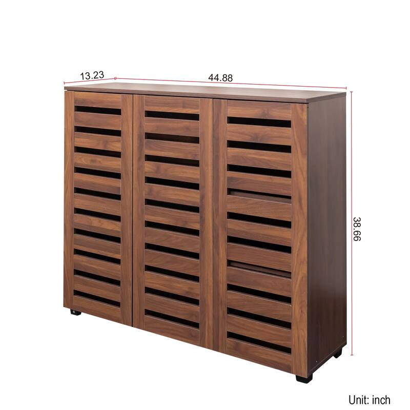 Louvered Shoe Cabinet, 5-Tier Wooden Shoe Storage with Adjustable Shelves, Entryway Hallway Shoe Rack Organizer, 44.9" Wide