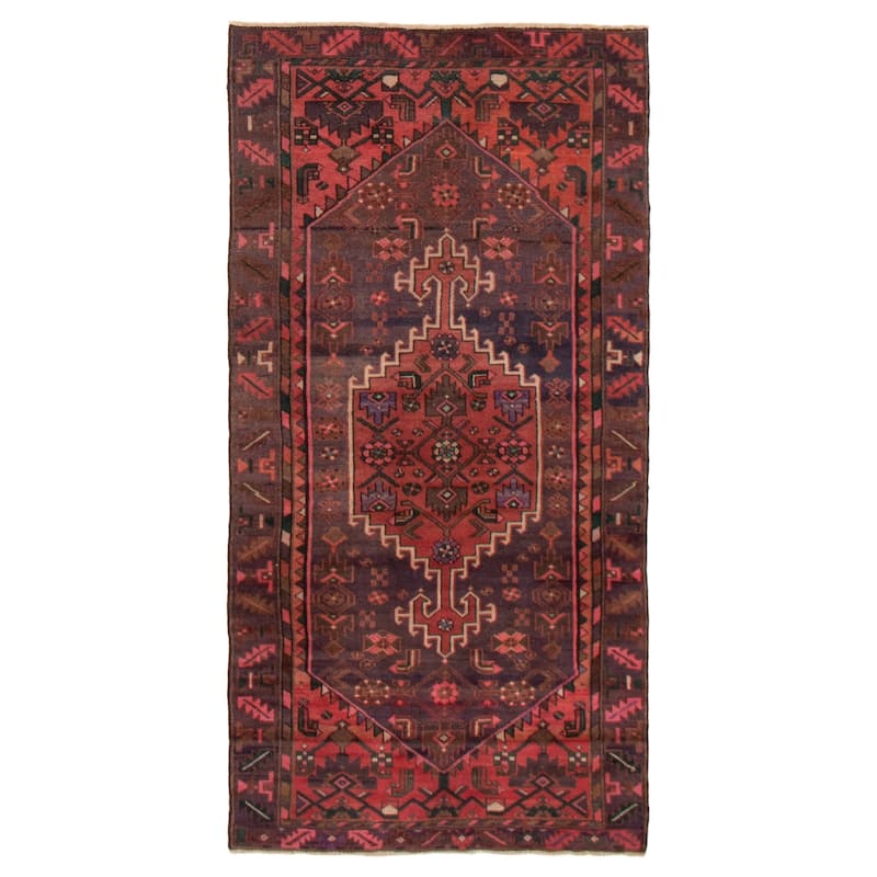 ECARPETGALLERY Hand-knotted Andelz Navy, Red Wool Rug - 3'6 x 7'3 - Dark Navy/ Red - 3'6 x 7'3