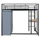 preview thumbnail 14 of 16, Full Size Loft Metal Bed with Desk, Shelves, Power Outlet, LED Light and Wardrobe, White