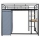 preview thumbnail 25 of 78, Full Size Metal Loft Bed with Workstation Desk, Built-In Shelves, LED Light Strip, Power Outlet & Hanging Wardrobe Storage