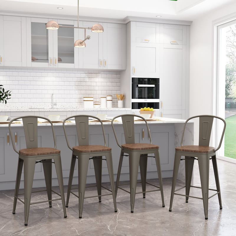 Andeworld farmhouse bar stools ,counter height bar stools set of 4