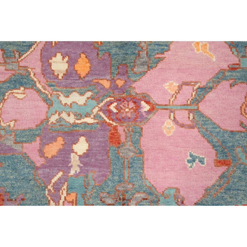 Hand Knotted Oriental 100% Wool Carpet Transitional Geometric Navy Blue & Blues Oushak Area Rug - 6' 10'' X 4' 1''
