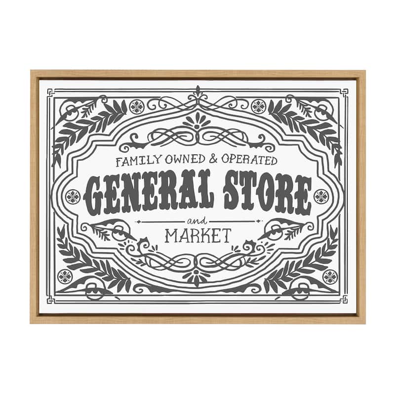 Kate and Laurel Sylvie General Store Family BW Framed Canvas by Border Bloom