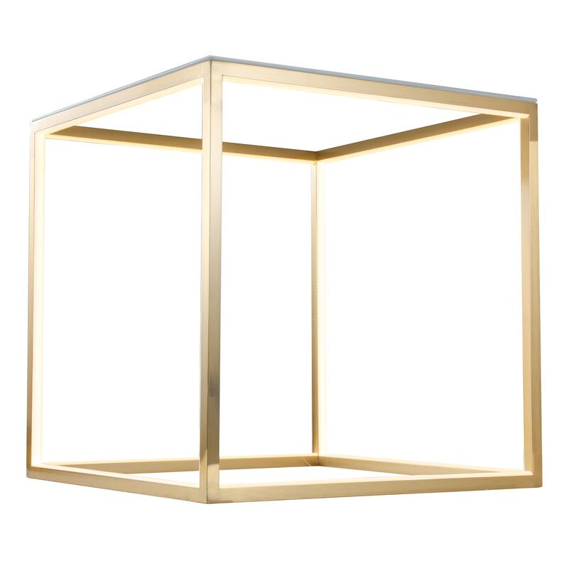 LED Gold Aluminum Frame Side Table with a Frosted Glass Top - Gold