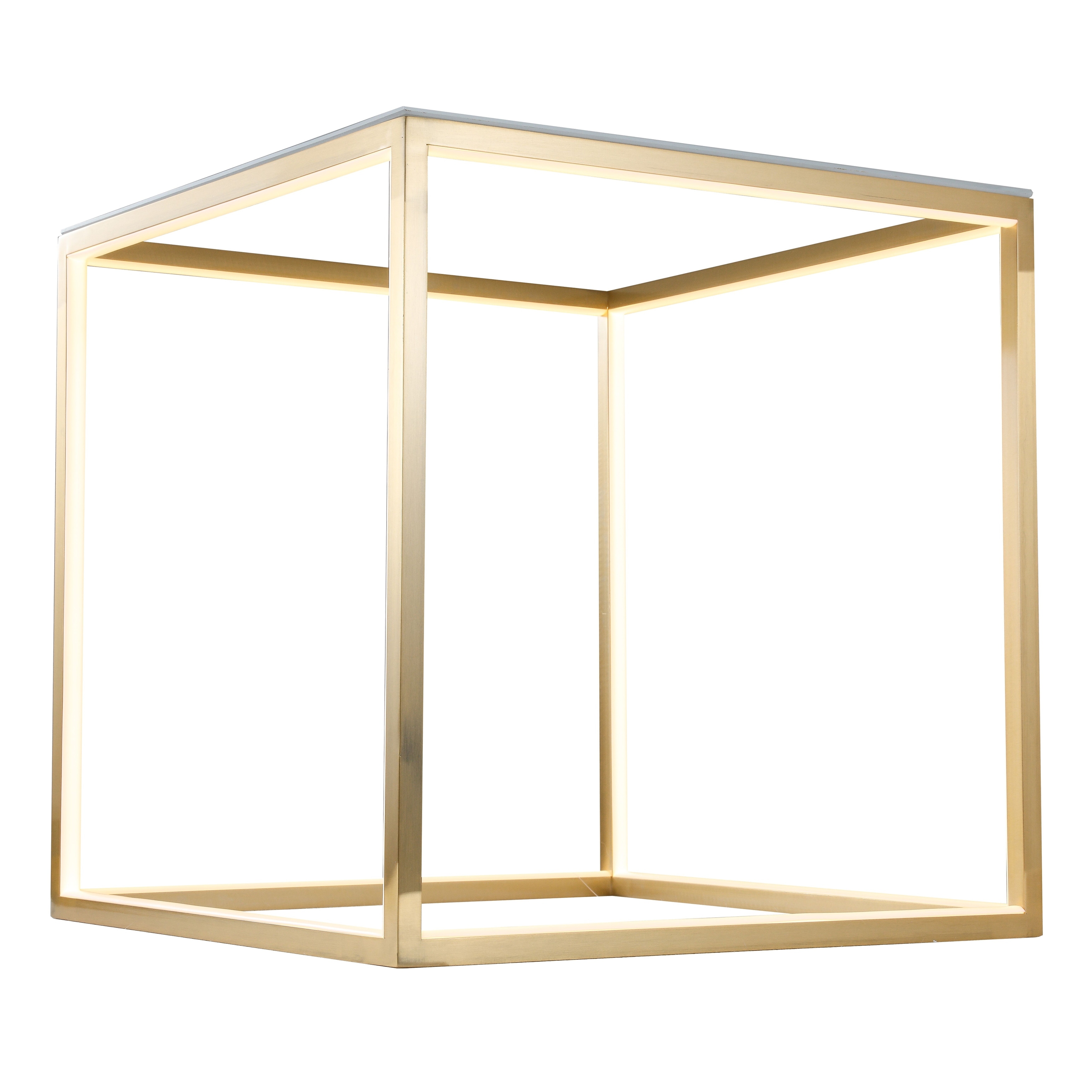 LED Gold Aluminum Frame Side Table with a Frosted Glass Top