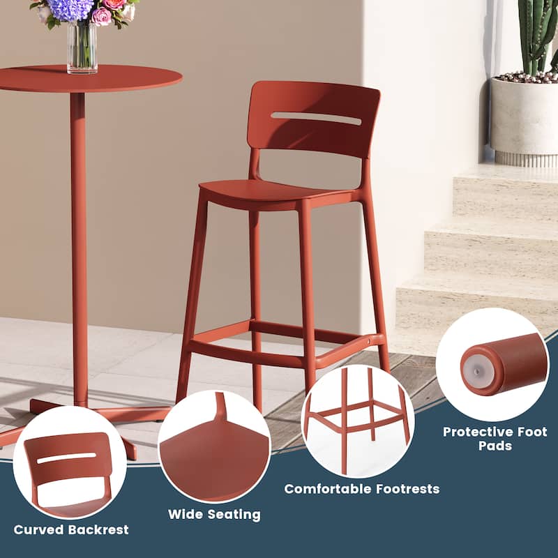 Frond and Form 29.5" Outdoor Patio Poly Plastic Bar Stool (Set of 2)