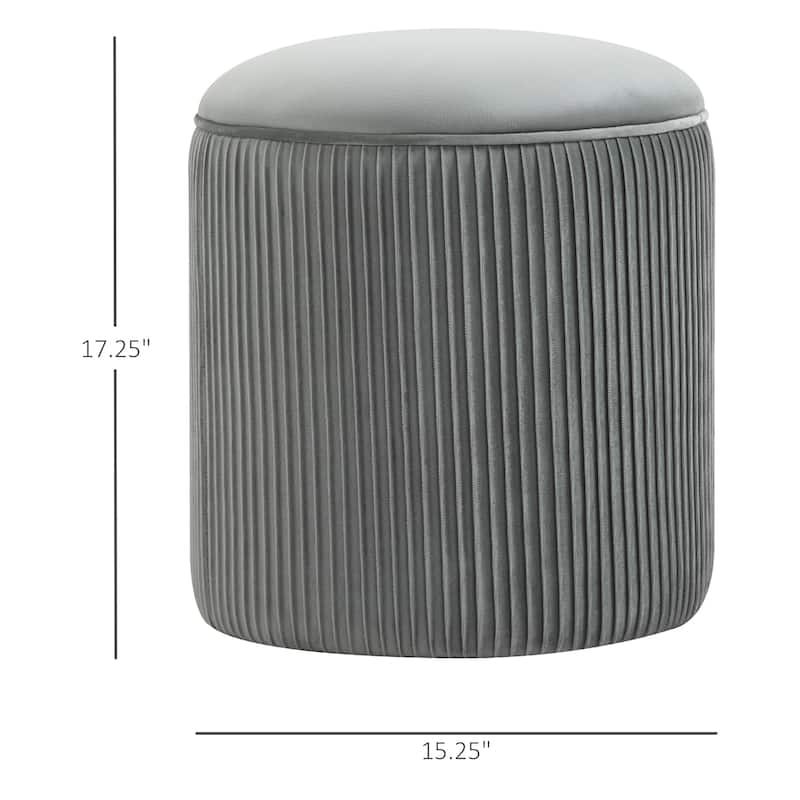 HOMCOM 15'' Small Padded Ottoman Foot Stool with Wrinkle Fabric Design, Thick Sponge Padding and Solid Base