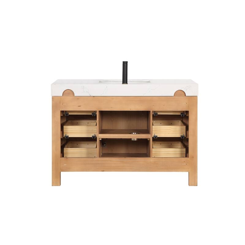 Leon 48 in. Single Bathroom Vanity with Composite Stone Top