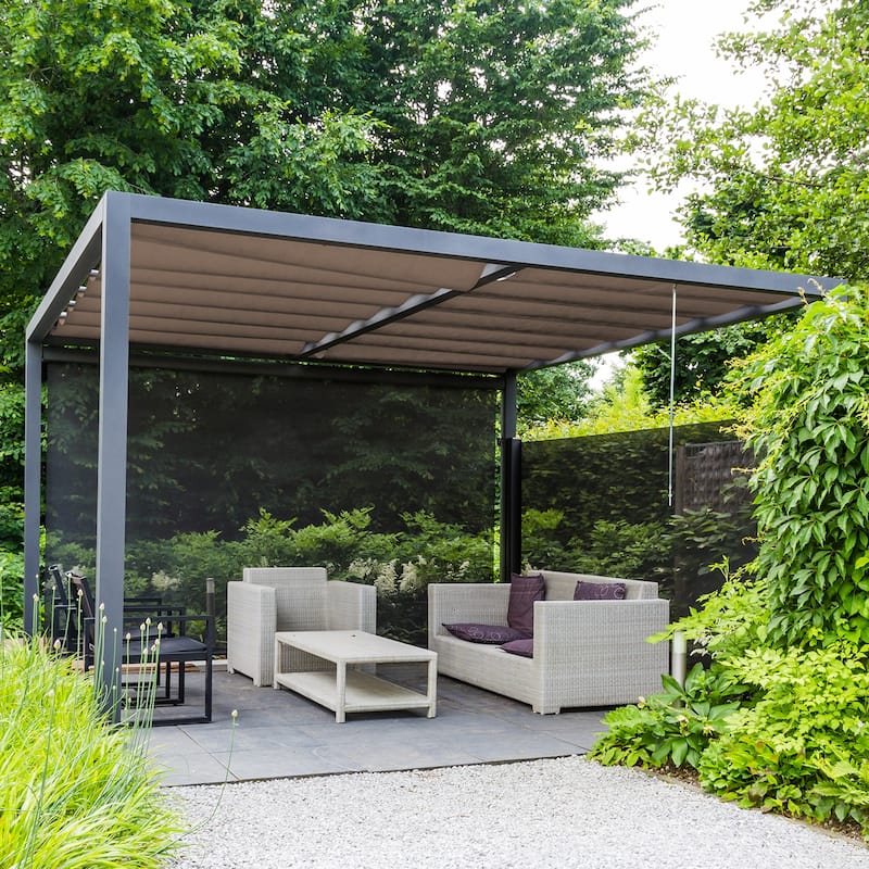 Aoodor Replacement Pergola Replacement Canopy Retractable Shade Brown Fabric - 11.6×8.5