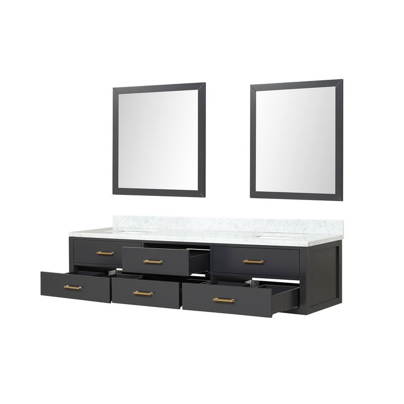 Lexora Castor Double Bath Vanity, Carrara Marble Top, and Mirrors