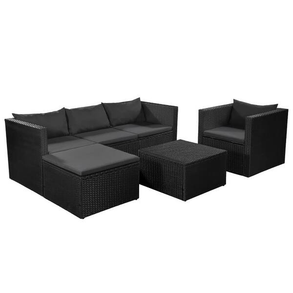 Shop Black Friday Deals On Vidaxl 4 Piece Garden Lounge Set Poly Rattan Black And Gray Overstock 31039606