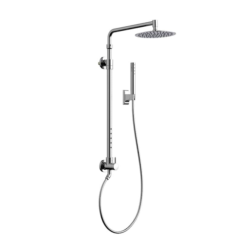 Atlantis 10-in Rain Showerhead Shower System with 5-Body Jets and Handshower Chrome 1.8 GPM