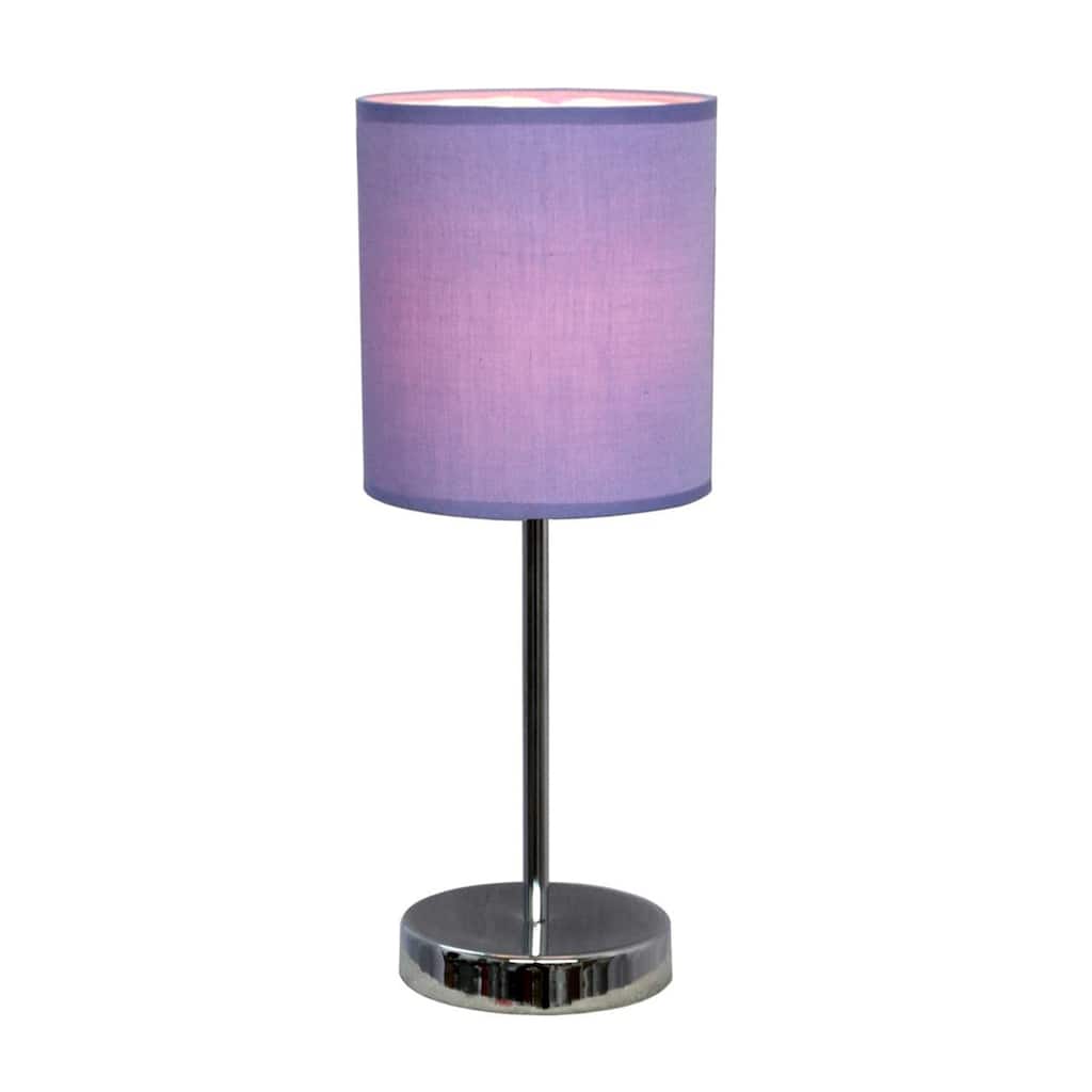 11.81 in. Chrome Finish Table Lamp with Purple Shade, Sturdy Table Lamp for Living Rooms and Bedrooms