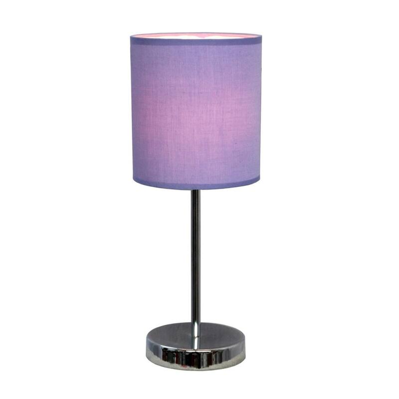 11.81 in. Chrome Finish Table Lamp with Purple Shade, Sturdy Table Lamp for Living Rooms and Bedrooms