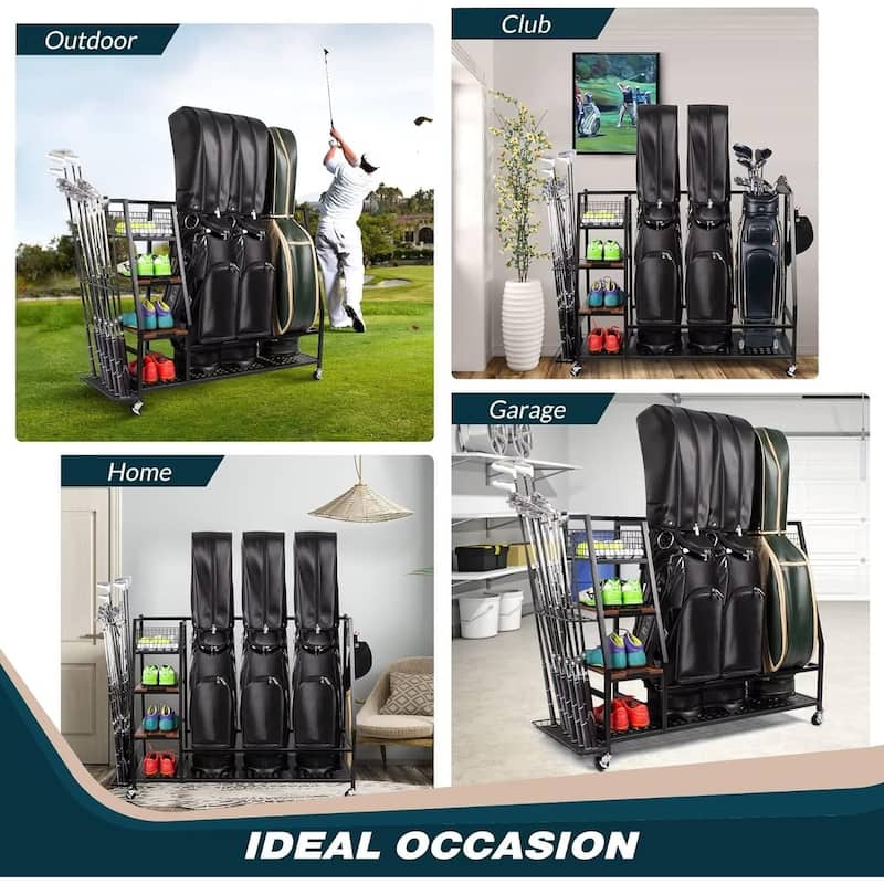 Sttoraboks Golf Bags Storage Garage Organizer, Fits 2/3 Golf Bags and Golf Equipment Accessories