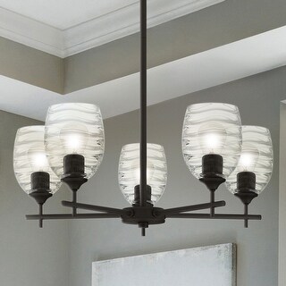 Luxury Contemporary Chandelier, 9.25H x 25W, with Casual Style, Matte Black, UQL5515 by Urban Ambiance - 9.25''H x 25''W x 25''D