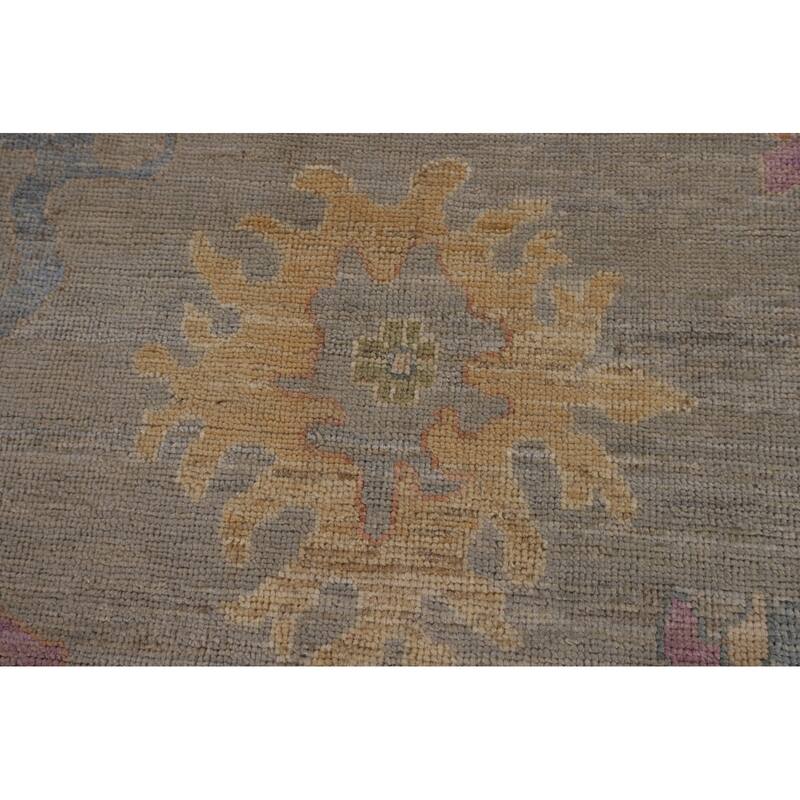 Oushak Turkish Large Area Rug Floral Hand-Knotted Wool Carpet - 10'1"x 14'0"