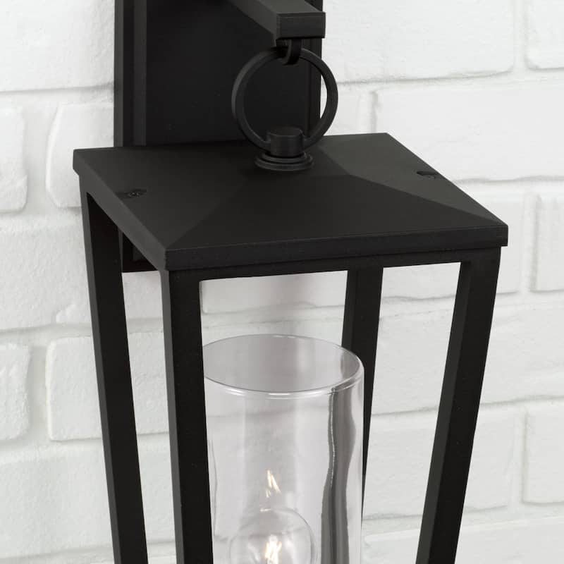 Elliot Black Outdoor Wall Lantern w/ Clear Glass