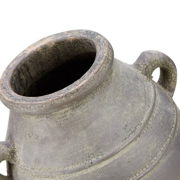 Shop Rustic Ceramic Vase With Ear Handles Large Gray And Beige
