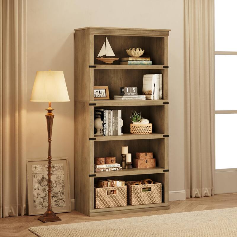 5 Tier Bookcase Modern Farmhouse Book Shelf