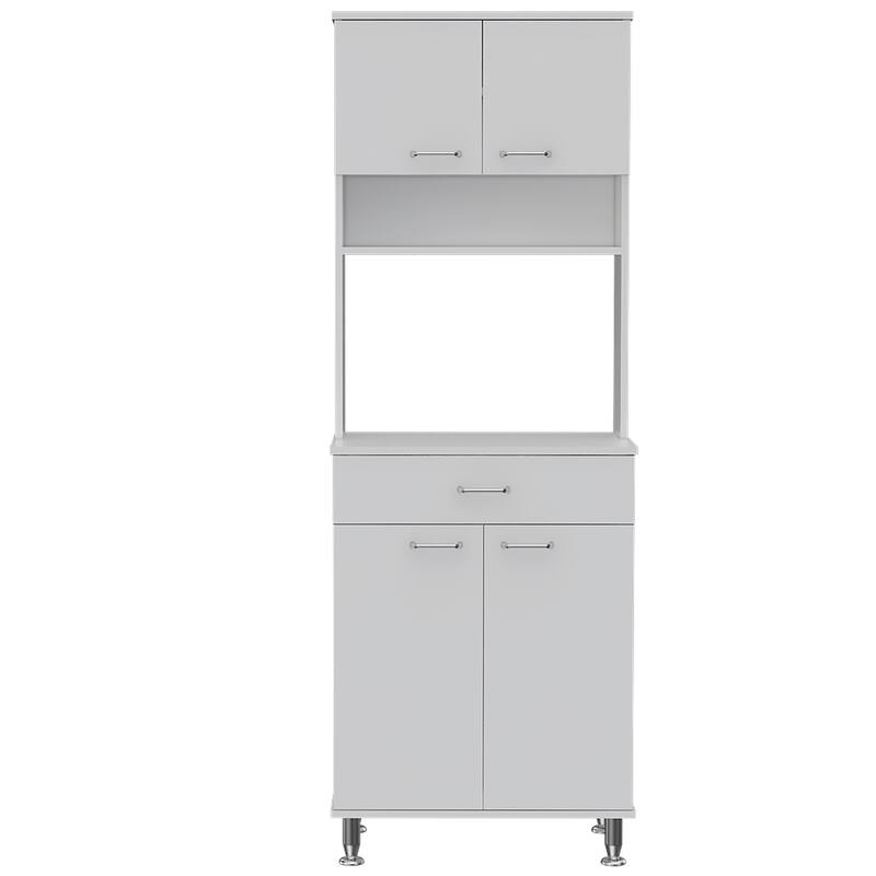 Della 60 Kitchen Pantry with Countertop, Closed & Open Storage -White - White