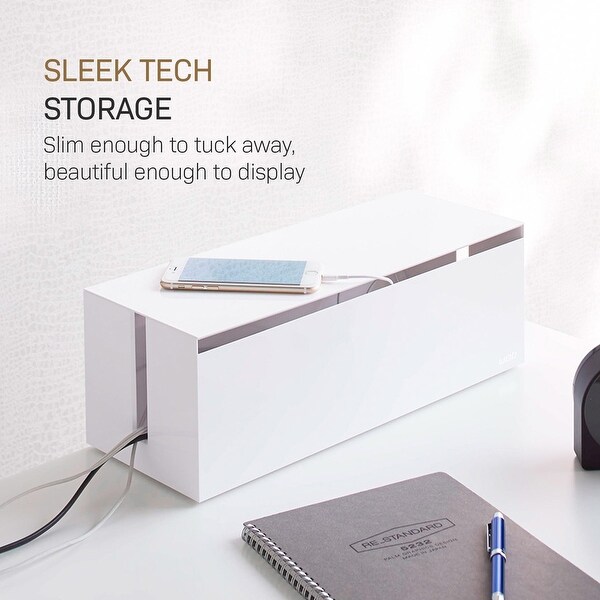Yamazaki Home Cable Management Box, ABS Plastic, Lid - L 6.1 x W