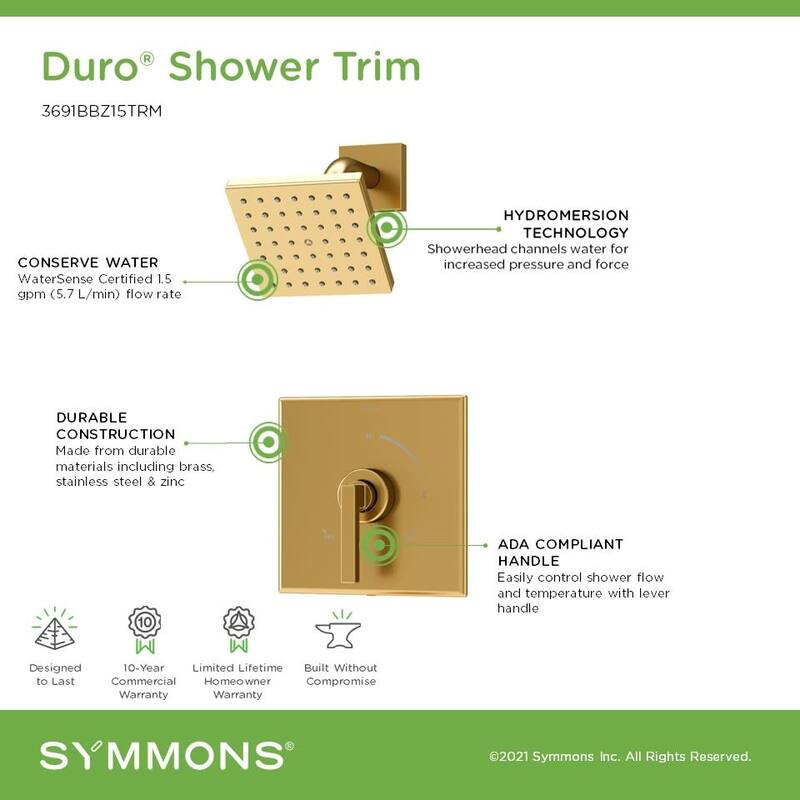 Symmons 369115TRM Duro HydroMersion Shower Only Trim Package with 1.5