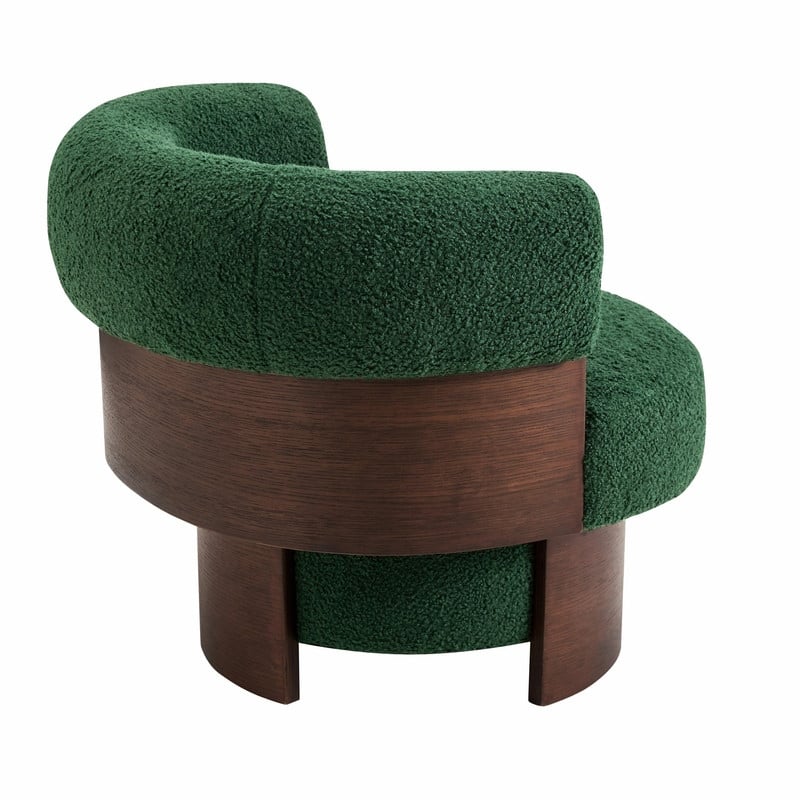 Modern 32'' Curved Sculptural Swivel Barrel Chair, 360° Swivel Base, Upholstered Accent Chair