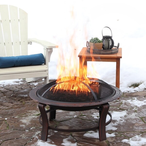 Sunnydaze Steel Elevated Outdoor Fire Pit Bowl with Spark