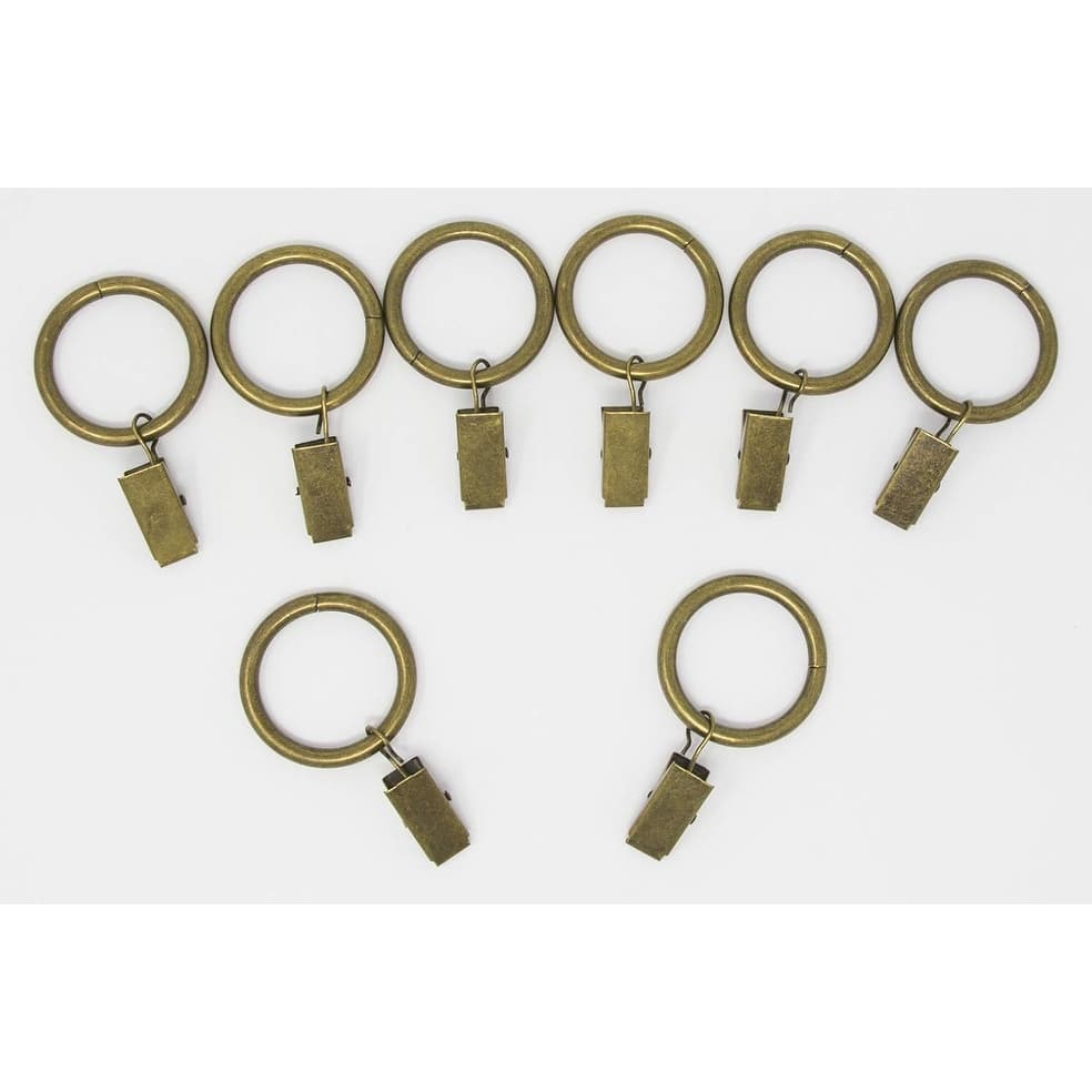 Metal Curtain Drapery Rings with Clips, 8 PK, New, 1 3/8" Inner Diameter