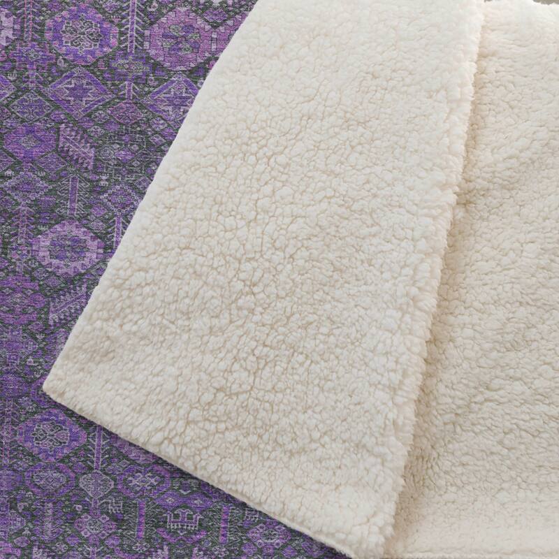 Premium Machine Washable Boho Moroccan Sherpa Throw Blanket