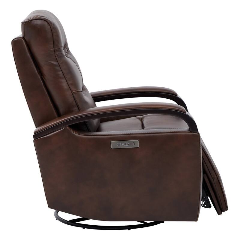 Spruce & Spring Regan Leather Power Recliner Swivel Glider Rocker with Power Headrest